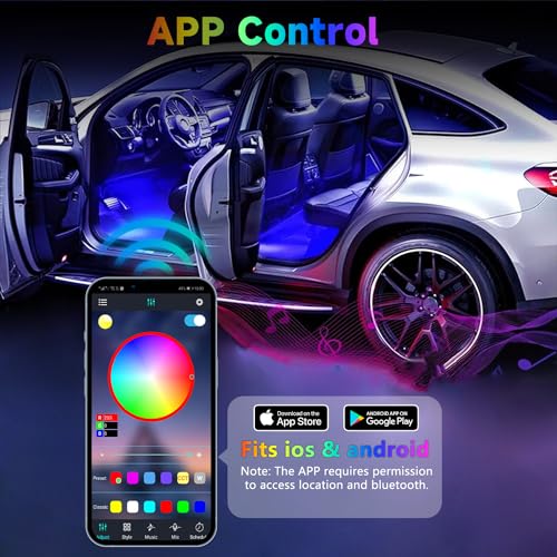 Luz LED para coche debajo del tablero, RGB, 29 modos estátic