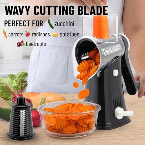 Zulay Kitchen Rallador rotativo de queso de 5 cuchillas, ral
