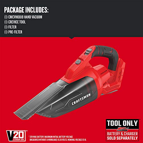CRAFTSMAN Aspiradora de mano inalámbrica V20, 45 CFM, sistem