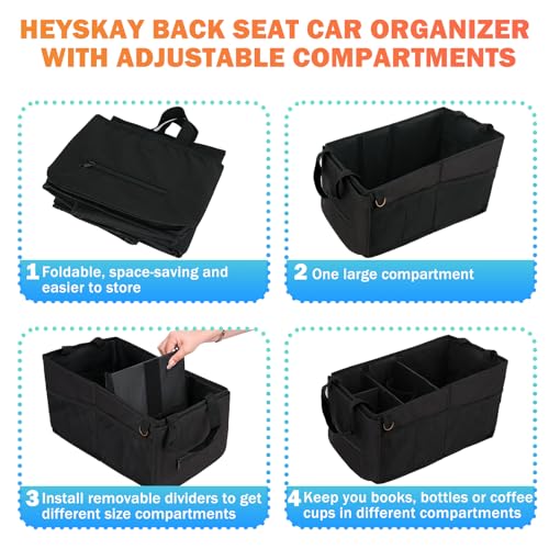 HEYSKAY Organizador de coche para asiento trasero con caja d