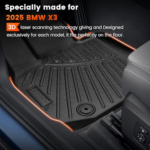 KMF Custom Fit Floor Mats for BMW X3 2025, All Weather TPE W