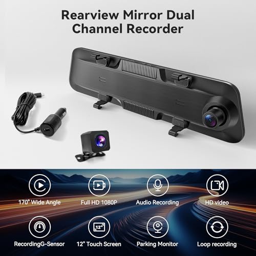 Cámara de tablero WiFi 4K de 12 pulgadas, cámara de visión t
