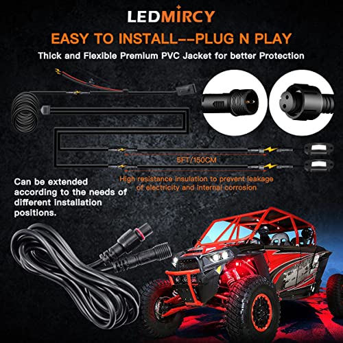 Cable de extensión de luces LED de rock, 2 pines, conectores