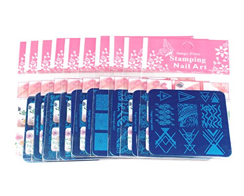 Mix 10 Designs - Estampador de uñas + 1 raspador - Placas de