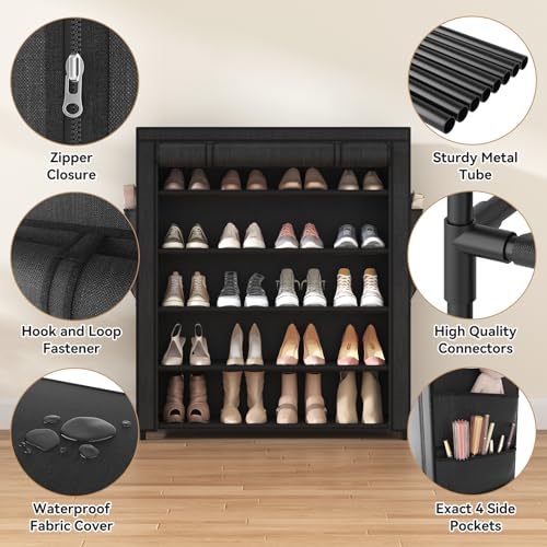 Zapatero con tapa, organizador de zapatos de 5 niveles para