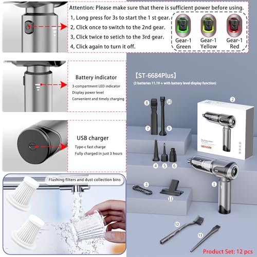 Vacuum Portable Cordless,Handheld Vacuum Cordless,Brushless