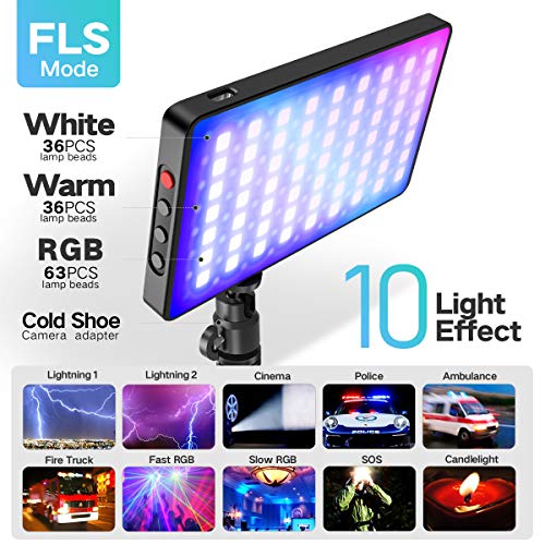 Pixel Luz de cámara RGB, luz de video con batería recargable