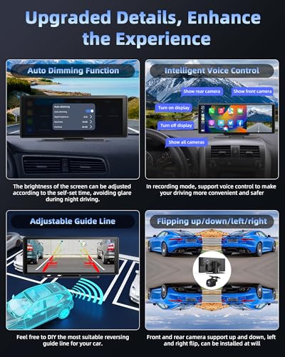 【Lente abatible】 Pantalla inalámbrica CarPlay de 10.26 pulga