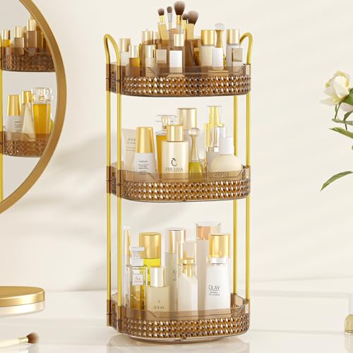 Organizador de maquillaje giratorio para tocador de 3 nivele