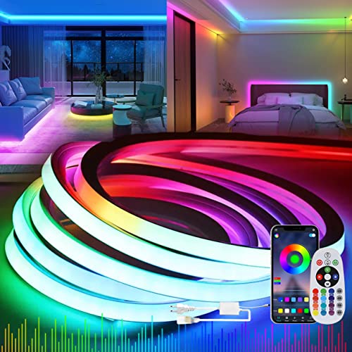 KSIBNW Tira de luces LED de neón RGB de 16.4 pies con contro