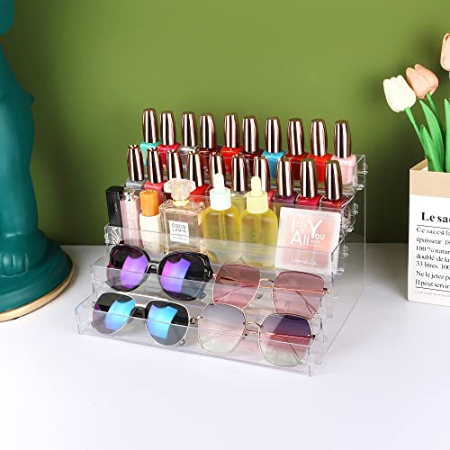 Organizador de lentes de sol de 5 niveles, soporte acrílico