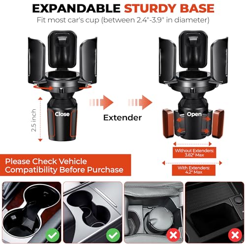Adaptador expansor de portavasos 2 en 1 actualizado 2024 con