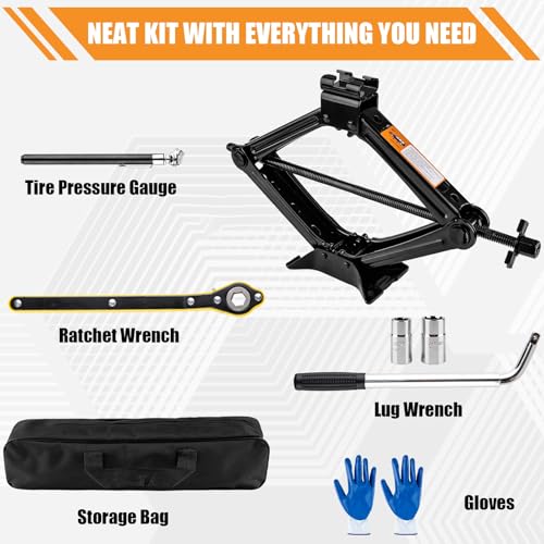 Kit de gato portátil para automóvil, gato de tijera de 2 ton