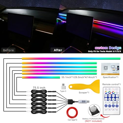 Tesla Model 3/Y/S/X Dreamcolor - Tira de luz LED de acrílico