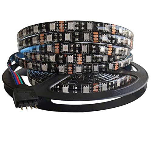 5M - Tira de luz LED negra PCB 5050 RGB impermeable IP65 300