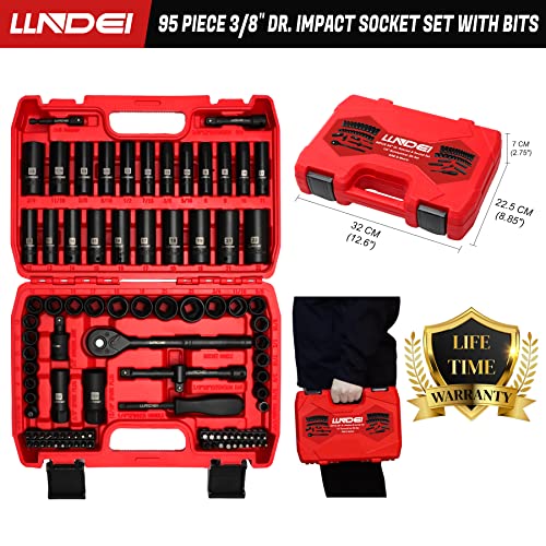 LLNDEI Juego de llaves de impacto de 3/8", SAE estándar (5/1