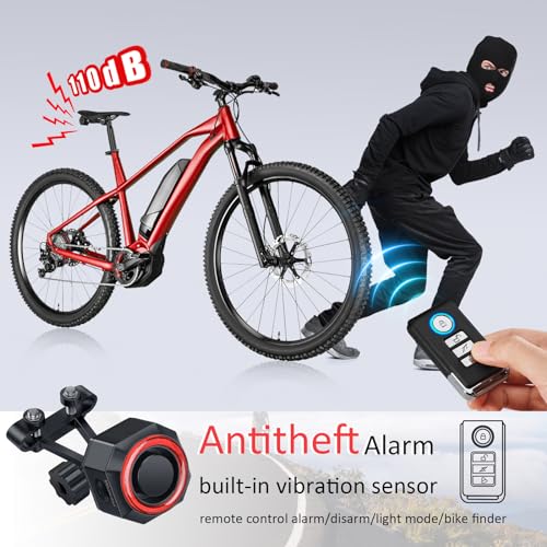 WSDCAM Luz trasera de bicicleta remota con alarma, luz de fr