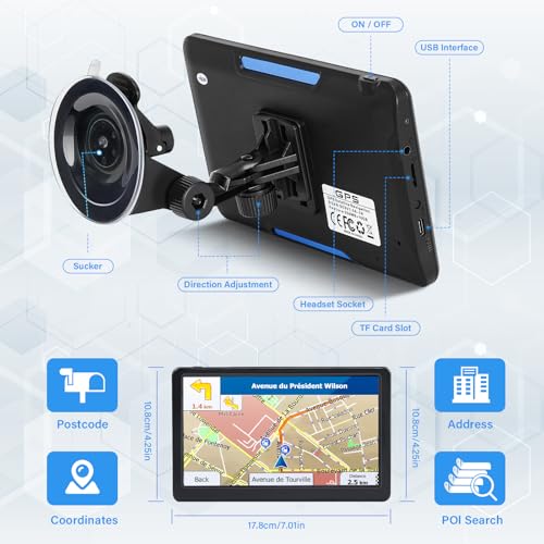 Navegador GPS para coche, camión, RV, pantalla táctil de 7 p