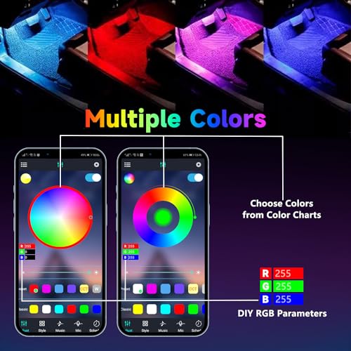 Luz LED para coche debajo del tablero, RGB, 29 modos estátic