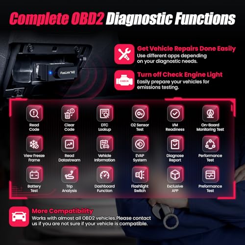 Escáner Bluetooth M2 OBD2 para iPhone y Android ELM327 OBDII