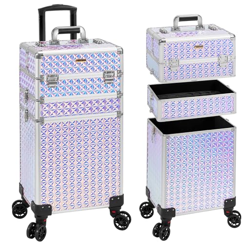 Estuche de tren de maquillaje rodante 3 en 1, carrito profes
