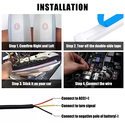Tira de luces LED para automóvil, 2 tiras flexibles de 24 pu
