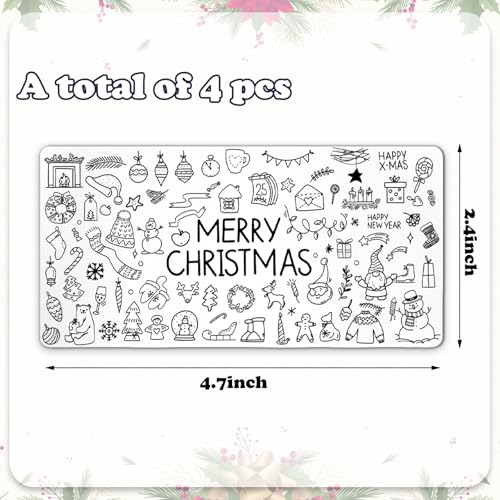 Juego de 4 placas de uñas de Navidad, árbol de Navidad, copo