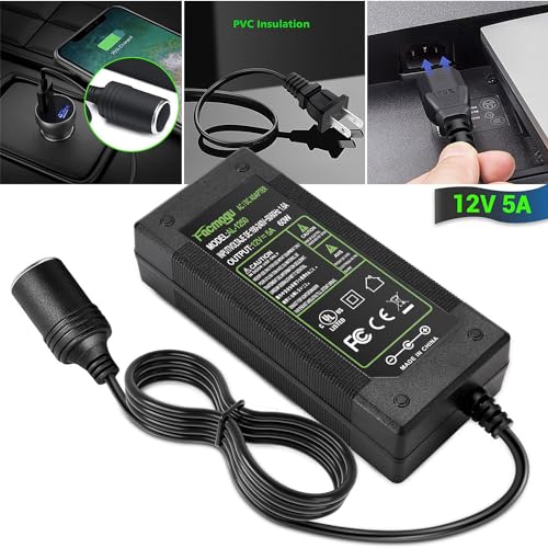 Facmogu Convertidor de automóvil de 60 W, 12 V, 5 A, CA 100-