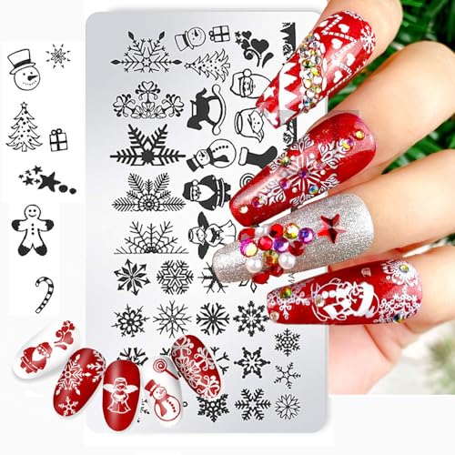 Juego de 6 sellos de uñas de Navidad de acero inoxidable, pl
