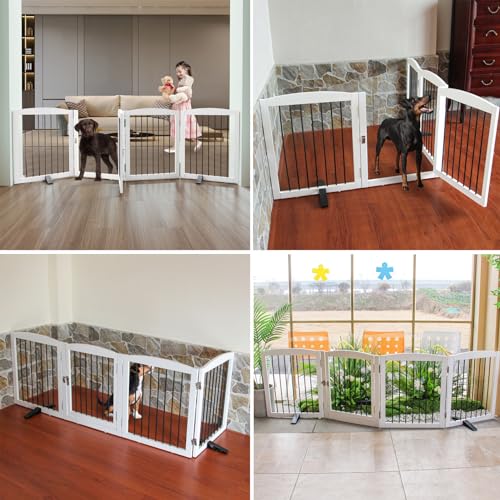 ZJSF Puerta plegable para perros con puerta de entrada, puer