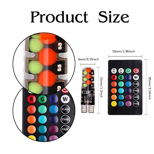 Bombilla LED T10 RGB con control remoto W5W 194 168 2825, lu