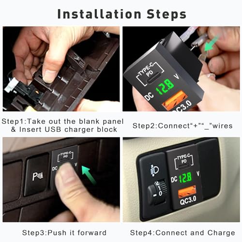 Cargador de coche con puerto USB C QC3.0 para Toyota, adapta