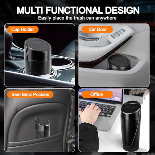 Cubo de basura para automóvil con tapa, paquete de 2 mini cu