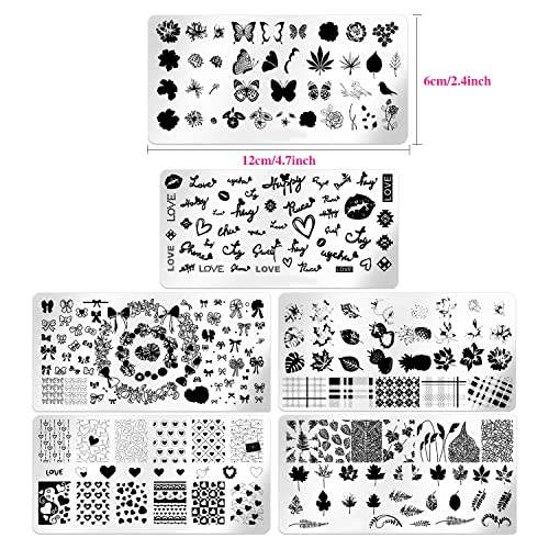 WOKOTO Juego de 6 placas de estampado de uñas, diseño de mar