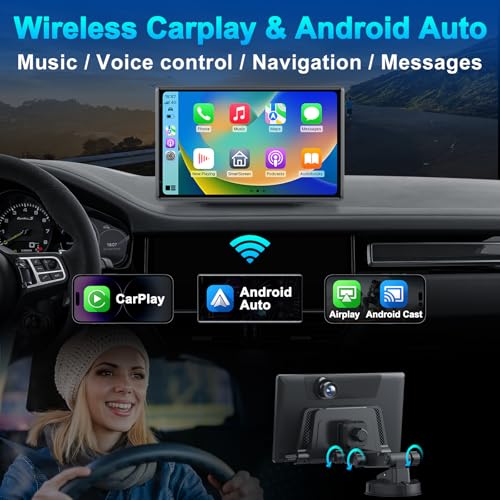 Pantalla Carplay portátil inalámbrica con cámara de tablero