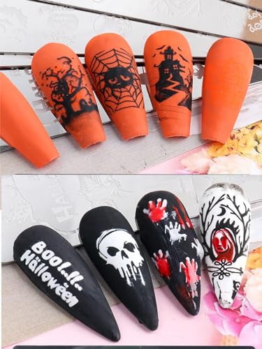 EBANKU Plantillas para estampado de uñas de Halloween, 8 uni