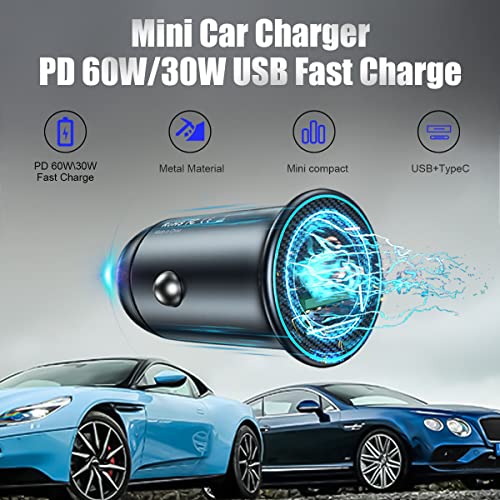 Adaptador de cargador de coche USB-C, puertos duales, carga