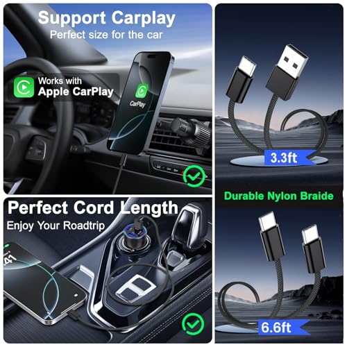 Cargador de coche USB C, cargador de teléfono de coche de ca