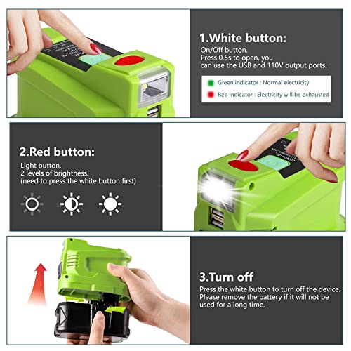 Inversor de corriente portátil para batería RYOBI de 18 V, i