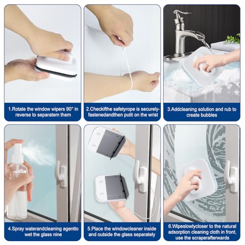 zxbaers Magnetic Windshield Cleaner Tool, Double-Sided Windo