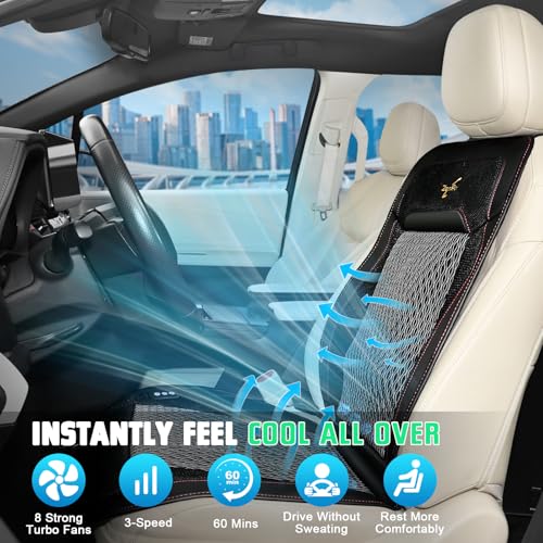 Funda de asiento de coche refrescante con masaje, 12 V-24 V,