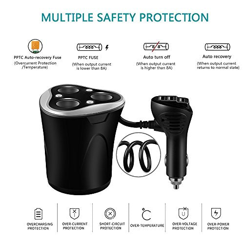 Skyocean Adaptador de corriente divisor de encendedor de cig