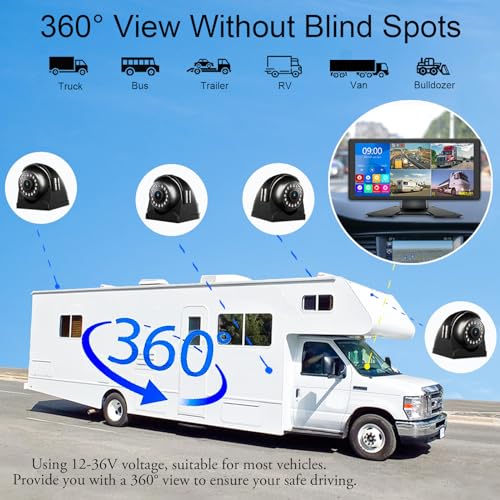 Sistema de cámara de respaldo 4K RV de 10.36 pulgadas, monit