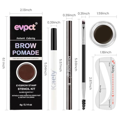 evpct Kit de lápiz de cejas para cejas, kit de trío de sello