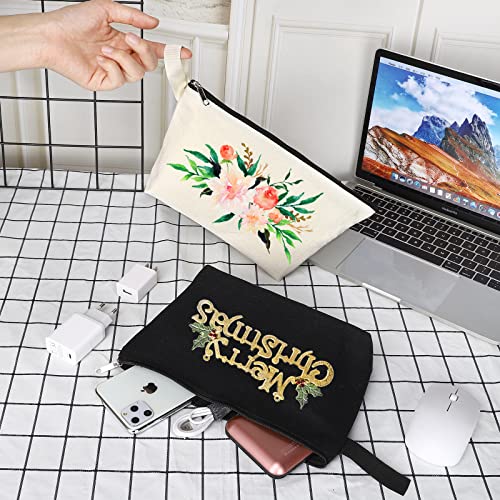 10 bolsas de maquillaje de lona de algodón con parte inferio