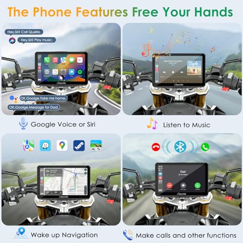 Carpuride W712D - Pantalla Carplay para motocicleta con HD 1