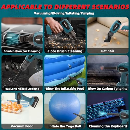 Aspiradora de mano 3 en 1 compatible con batería Makita de 1