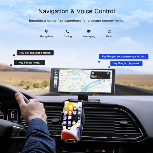 Pantalla inalámbrica Apple Carplay, Android Auto, con cámara