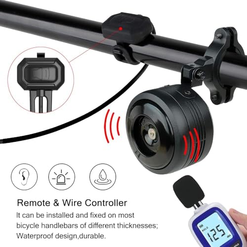 Bocina de alarma para bicicleta con control remoto, recargab