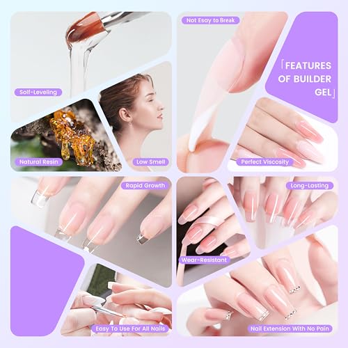 Geles de uñas postizas de 2.12 oz, 2 onzas, gel duro para uñ